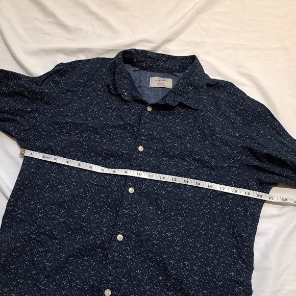 Jack & Jones | Navy blue patterned button up men's dress shirt - Picture 6 of 8